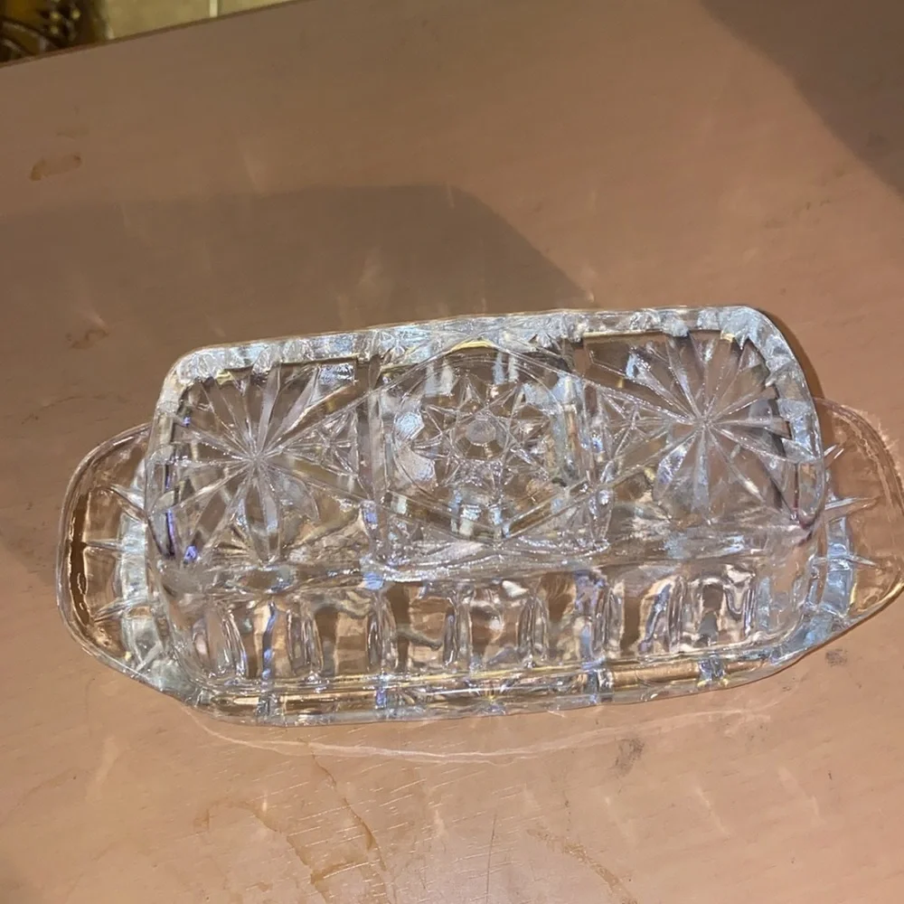 Vintage Star of David Covered Butter Dish Anchor hocking